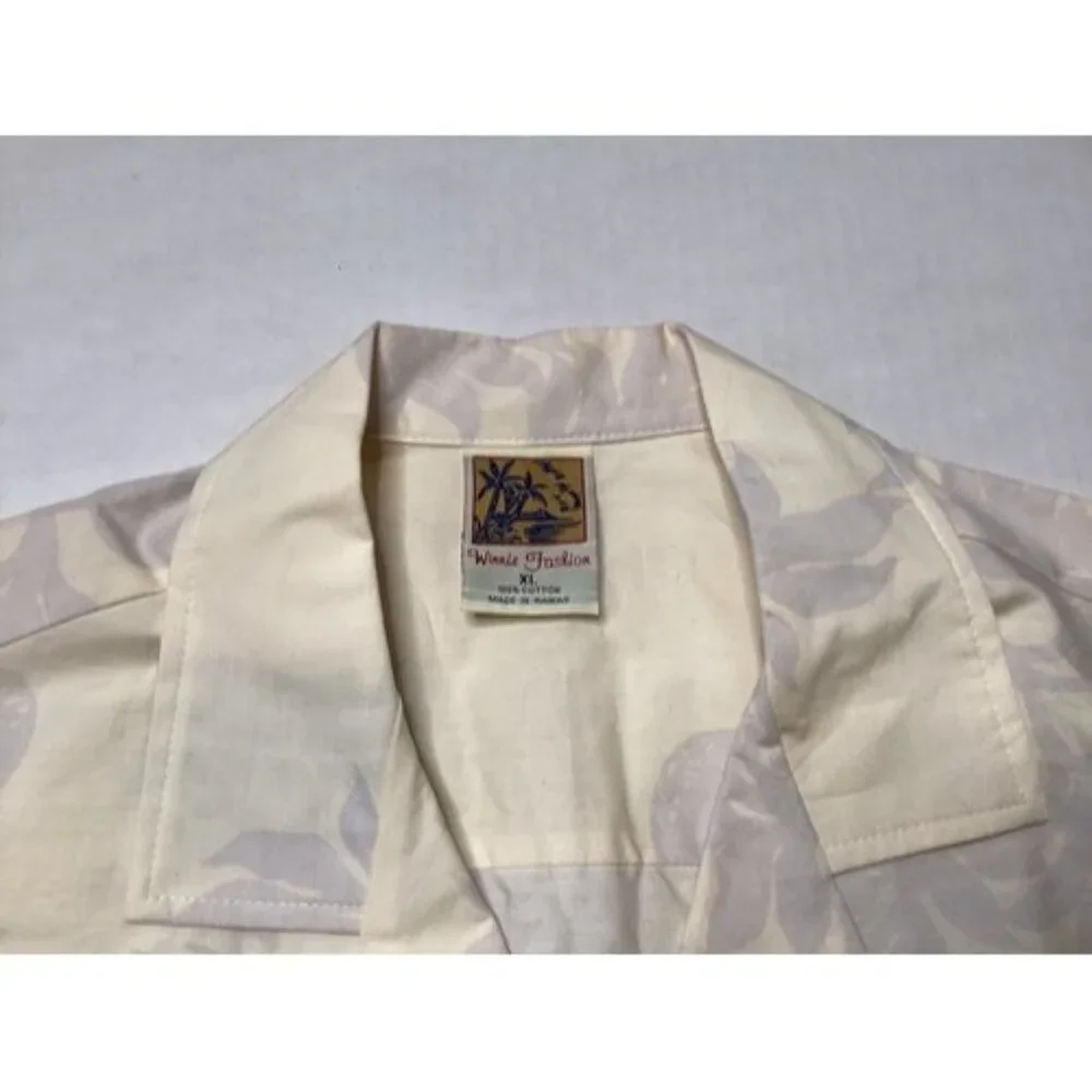 Hawaiian Shirt by Winnie Fashion Volcano Tan Volcano Boats Men’s XL Button Down - Picture 2 of 4